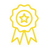 An icon of a prize ribbon with a star in the middle